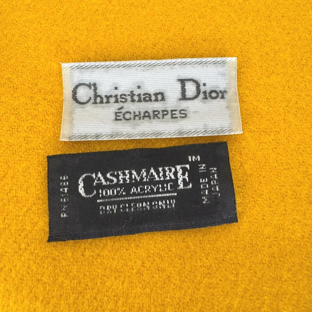 Vintage Christian‎ Dior Echarpes Cashmaire Scarf Yellow 12x50